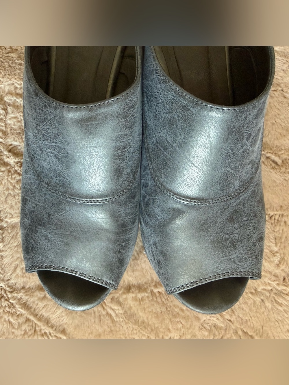 Corkys Indigo Peep-Toe Platform Wedge Mules in Brushed Pewter 8 - Picture 5 of 8